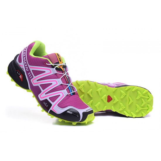 Salomon Speedcross 3 CS Trail Running Purple Fluorescent Green For Women