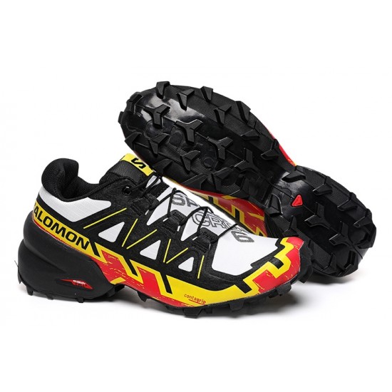 Salomon Speedcross 6 Trail Running Shoes White Black Yellow For Men